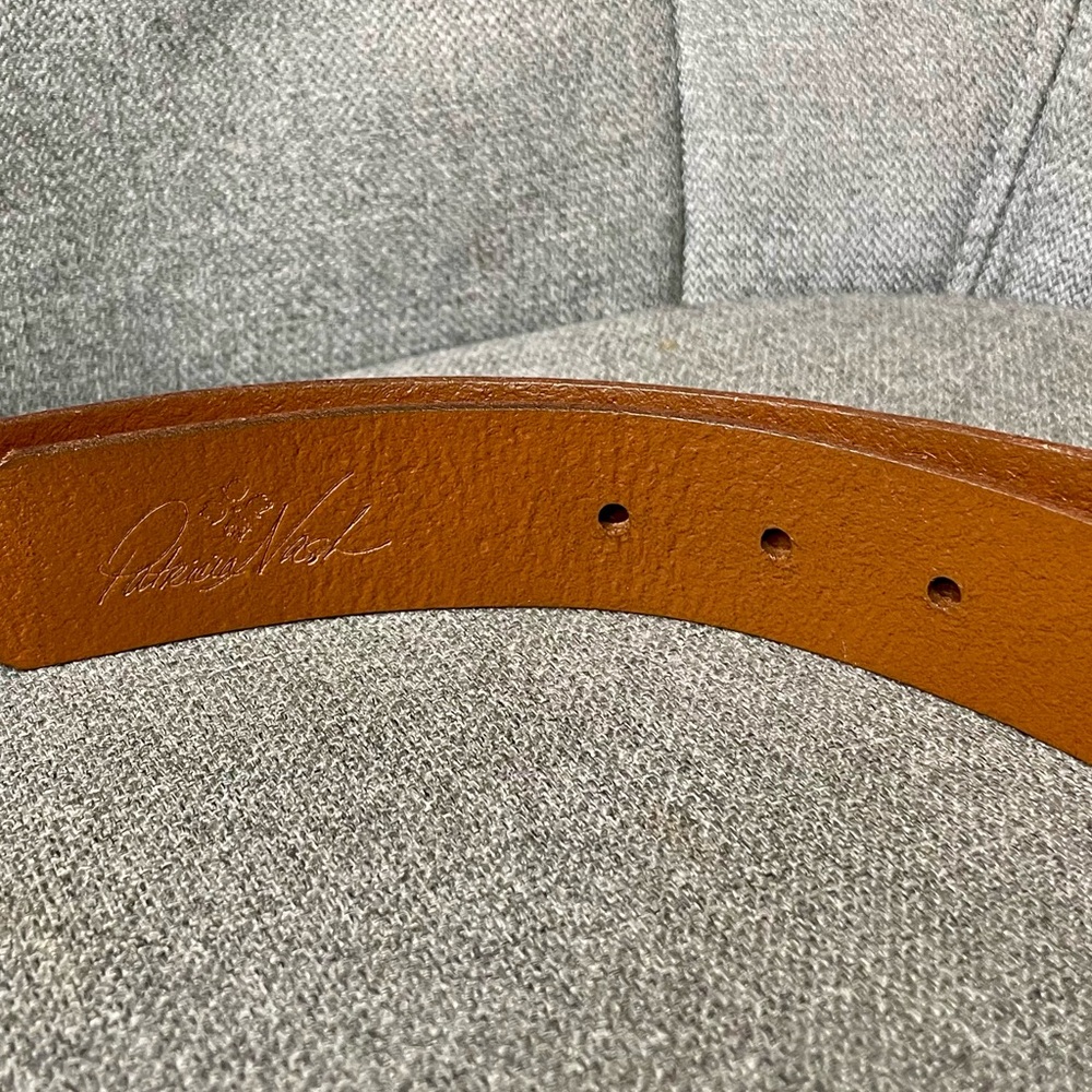 Patricia Nash 100% Leather Vietri Signature Map Belt w/ Brushed Brass Buckle NWT - Picture 5 of 6